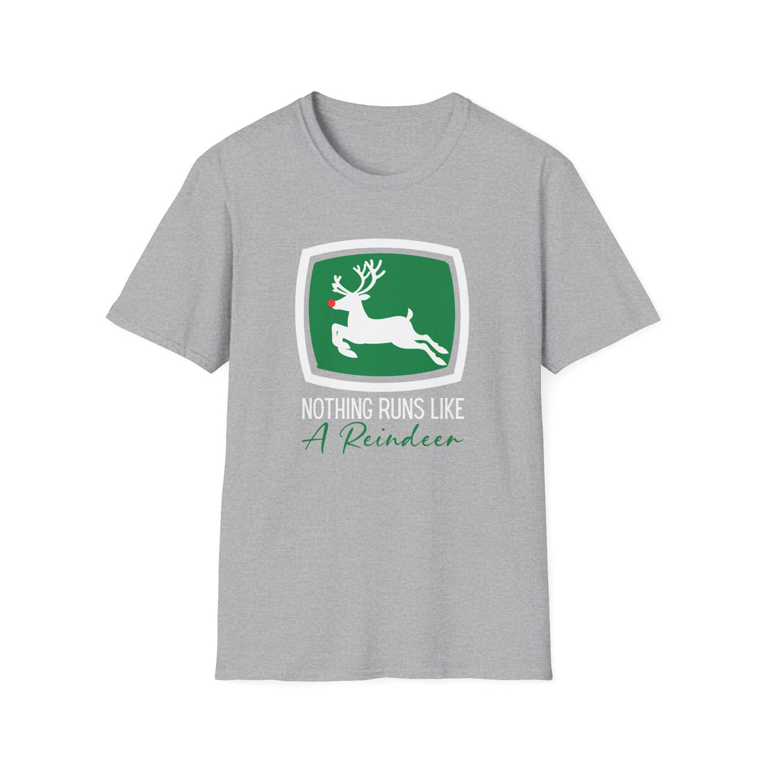 Running Green Reindeer Unisex Softstyle T-Shirt