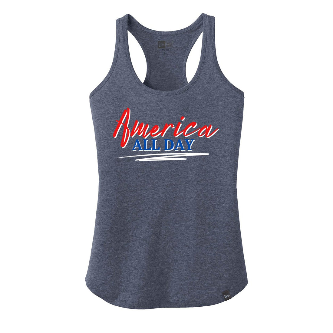 America All Day New Era Ladies Heritage Blend Racerback Tank. LNEA105 - Tank Tops - Positively Sassy - America All Day New Era Ladies Heritage Blend Racerback Tank. LNEA105