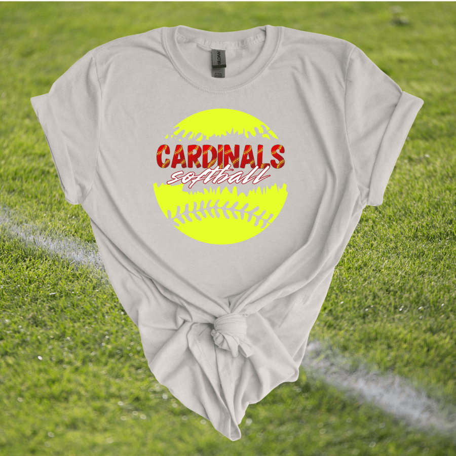 Cardinals Softball Split T-Shirt - T-Shirts - Positively Sassy - Cardinals Softball Split T-Shirt