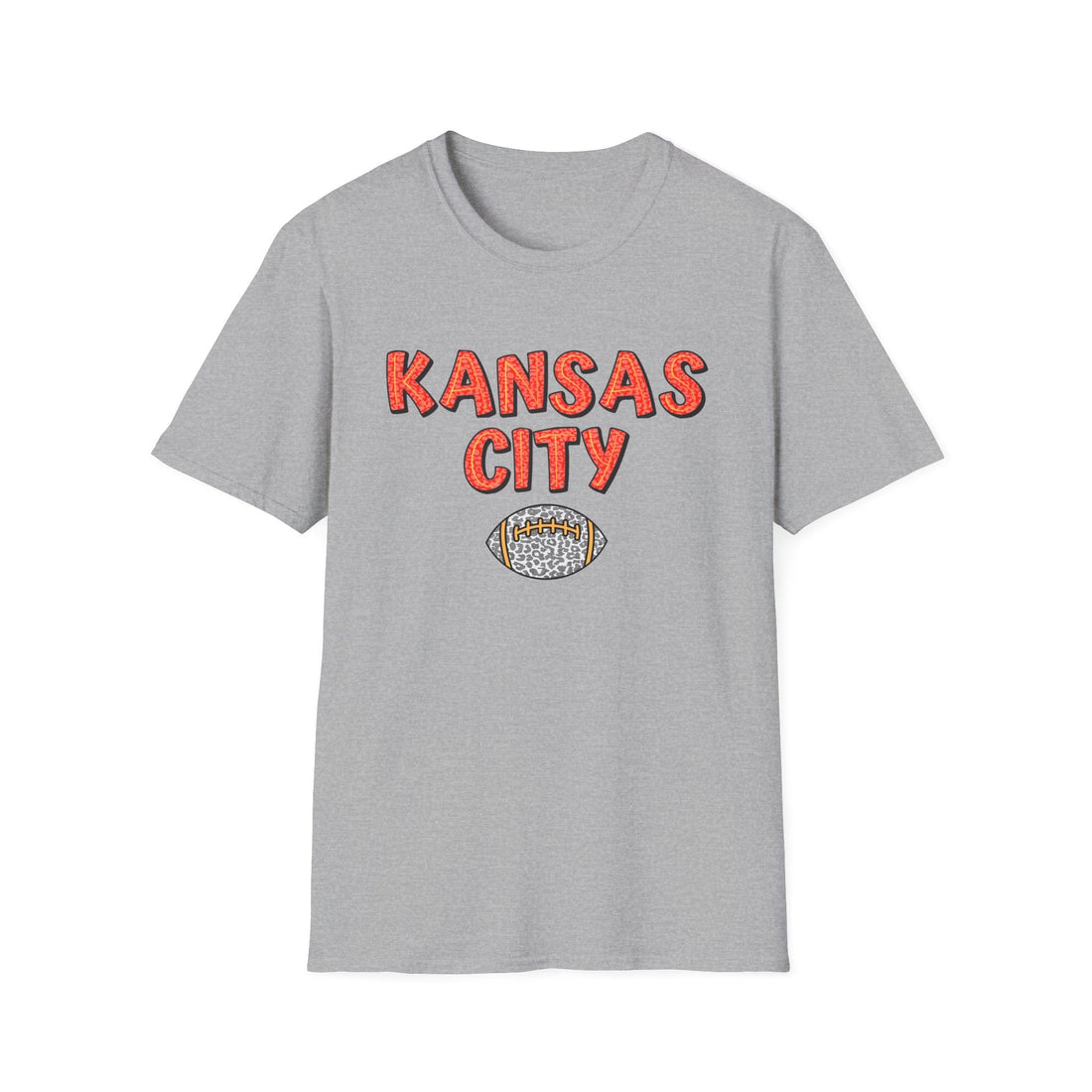 Chiefs Animal Print Softstyle T-Shirt - T-Shirt - Positively Sassy - Chiefs Animal Print Softstyle T-Shirt