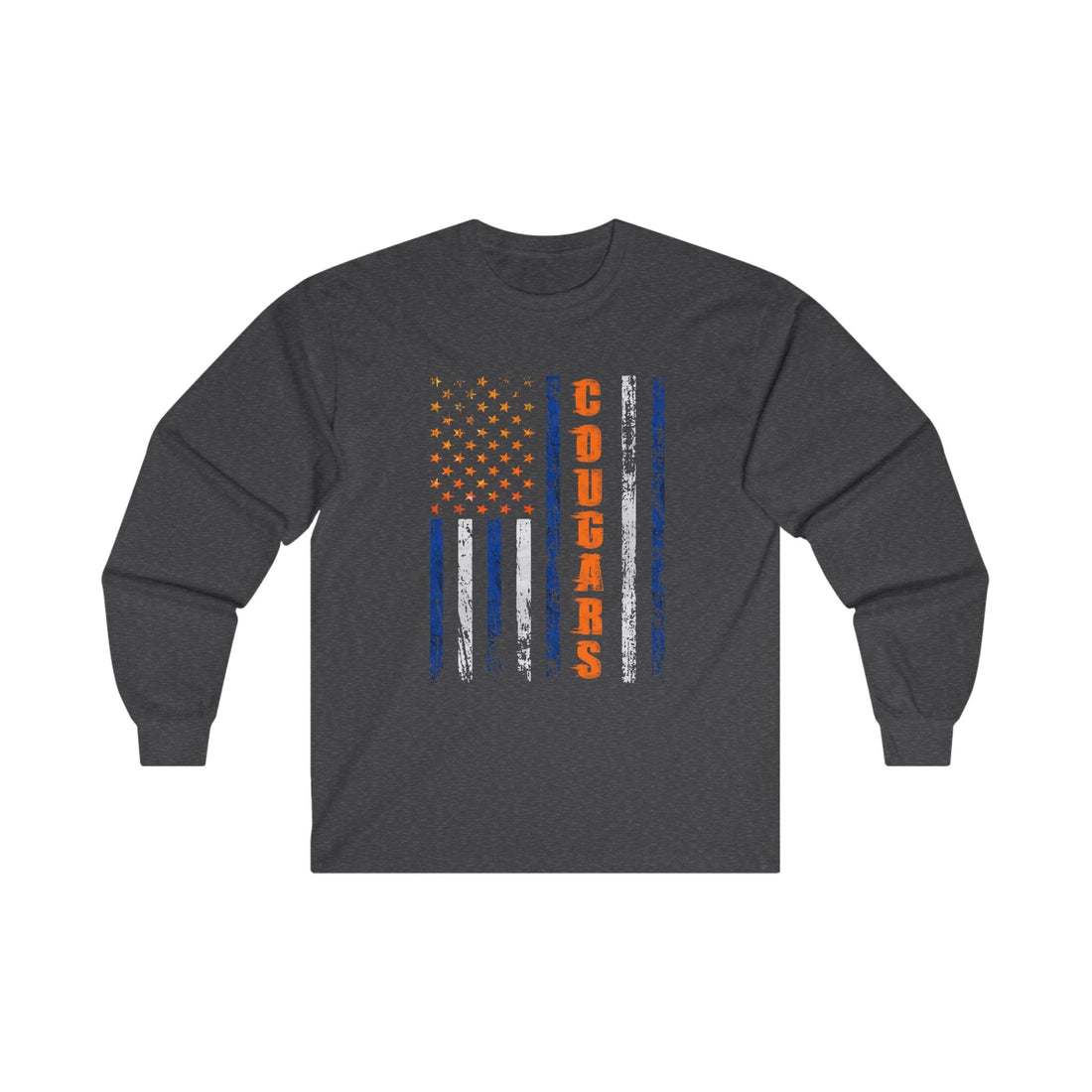 Cougars Americana Long Sleeve Tee Gildan Unisex Ultra Cotton - Long - sleeve - Positively Sassy - Cougars Americana Long Sleeve Tee Gildan Unisex Ultra Cotton