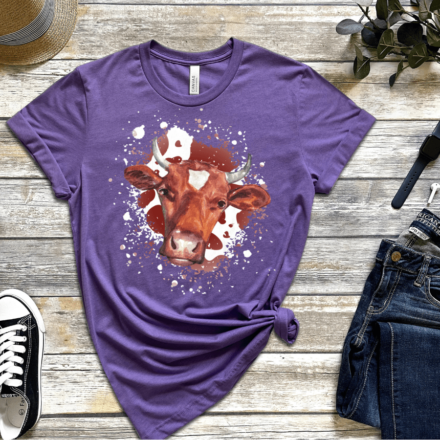 Cow Head Bella Short - Sleeve T-Shirt - T-Shirts - Positively Sassy - Cow Head Bella Short - Sleeve T-Shirt