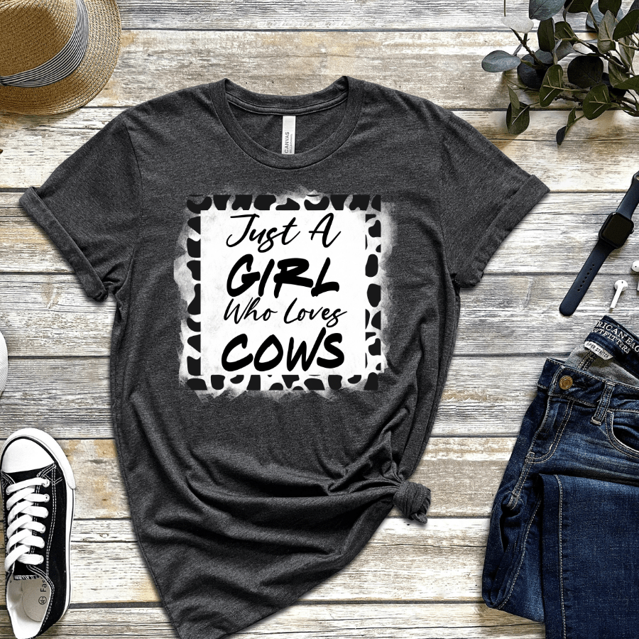 Cow Lovin Girl Bella Short - Sleeve T-Shirt - T-Shirts - Positively Sassy - Cow Lovin Girl Bella Short - Sleeve T-Shirt