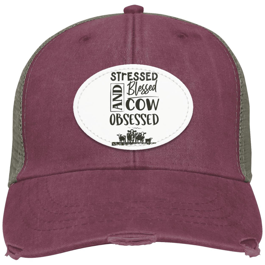 Cow Obsessed Distressed Ollie Cap (DTP Print) - Hats - Positively Sassy - Cow Obsessed Distressed Ollie Cap (DTP Print)