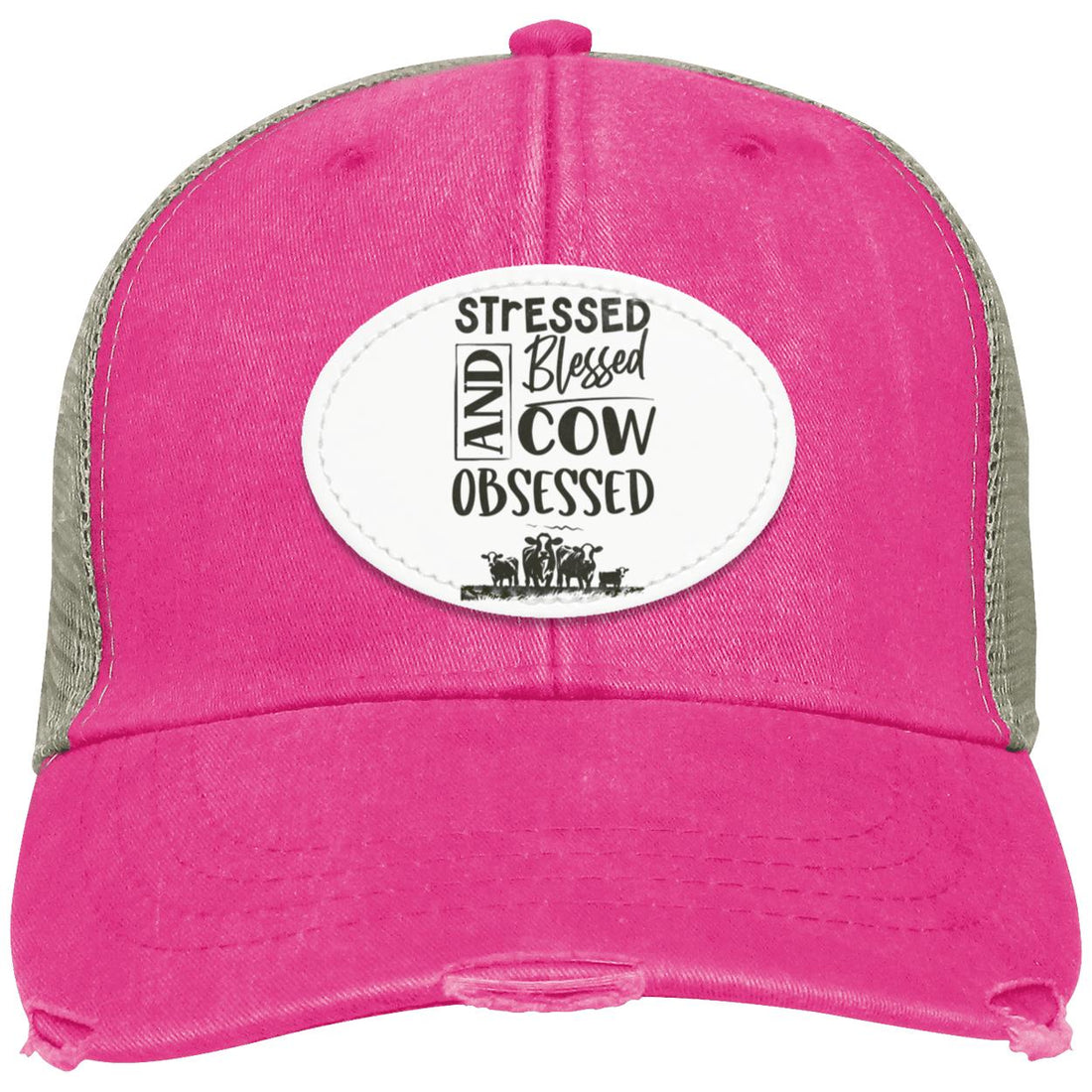 Cow Obsessed Distressed Ollie Cap (DTP Print) - Hats - Positively Sassy - Cow Obsessed Distressed Ollie Cap (DTP Print)