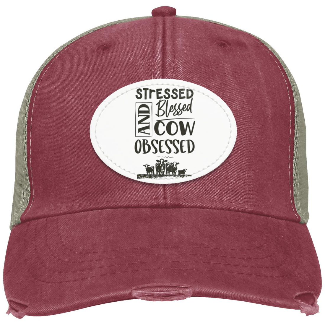 Cow Obsessed Distressed Ollie Cap (DTP Print) - Hats - Positively Sassy - Cow Obsessed Distressed Ollie Cap (DTP Print)