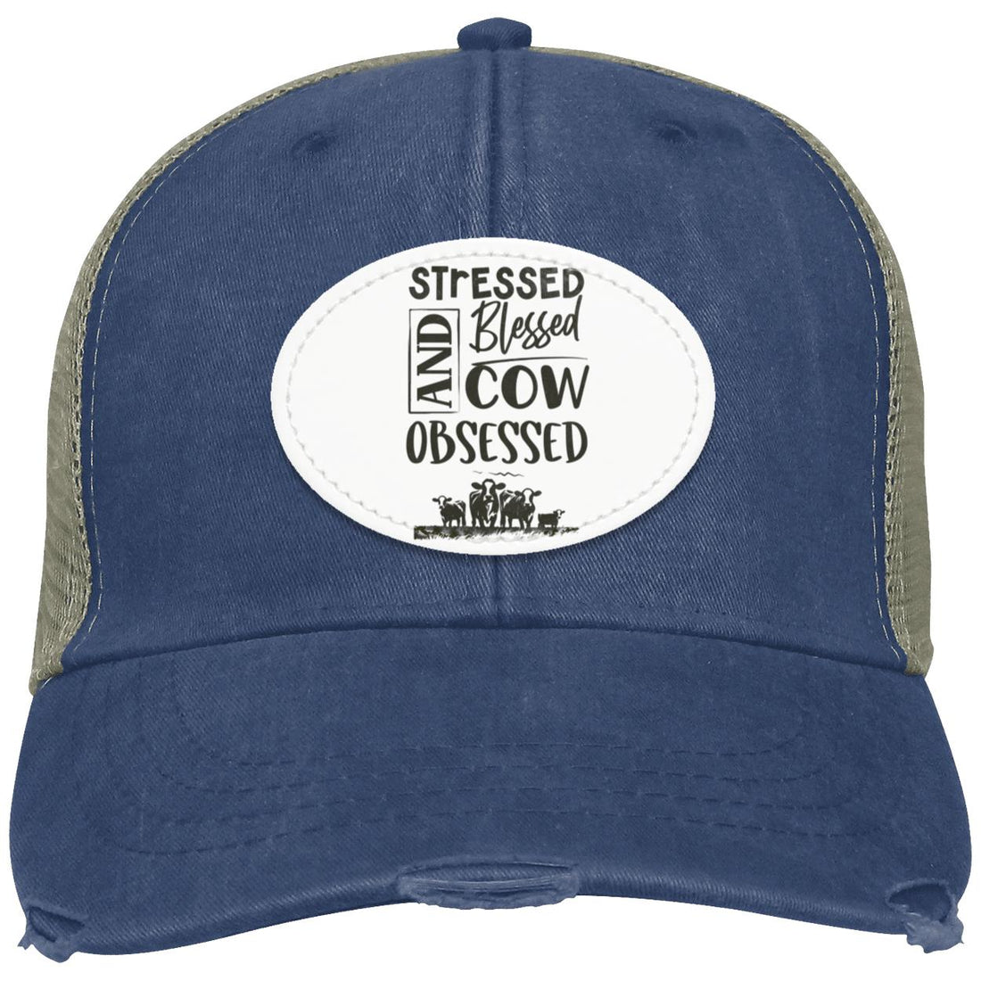 Cow Obsessed Distressed Ollie Cap (DTP Print) - Hats - Positively Sassy - Cow Obsessed Distressed Ollie Cap (DTP Print)