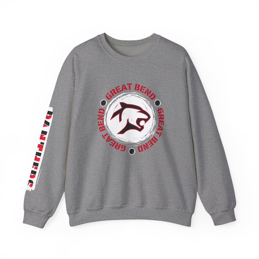 Great Bend Unisex Crewneck Sleeve Print - Cozy and Stylish Graphic Sweater - Sweatshirt - Positively Sassy - Great Bend Unisex Crewneck Sleeve Print - Cozy and Stylish Graphic Sweater