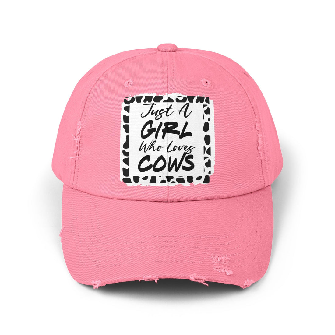 Just a Girl Who Loves Cows Distressed Cap (DTF Print) - Unisex Farm Style Hat - Hats - Positively Sassy - Just a Girl Who Loves Cows Distressed Cap (DTF Print) - Unisex Farm Style Hat