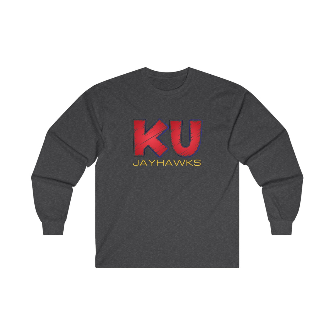 KU Scratch Unisex Ultra Cotton Long Sleeve Tee - Long - sleeve - Positively Sassy - KU Scratch Unisex Ultra Cotton Long Sleeve Tee