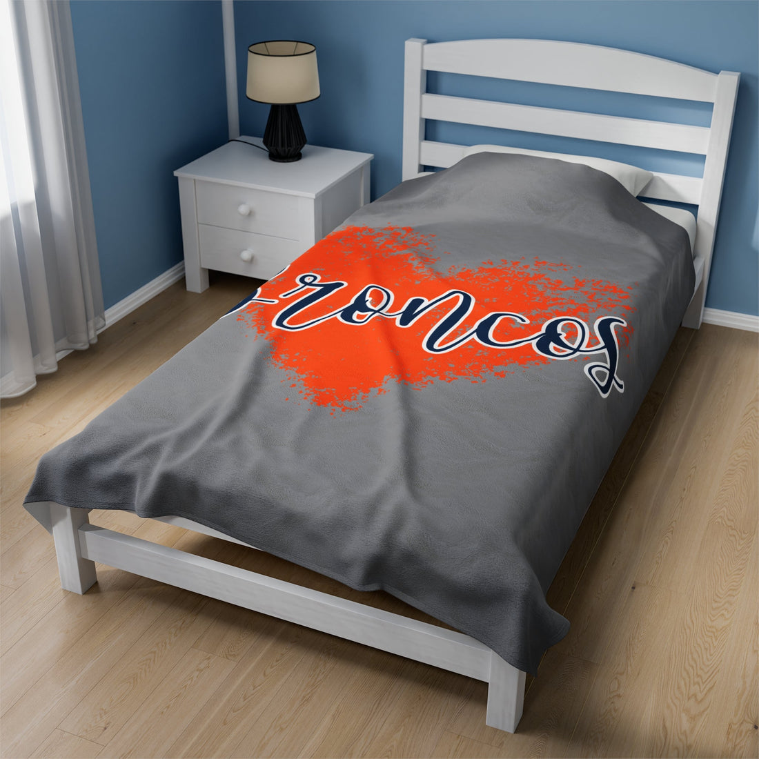 Love Broncos Velveteen Plush Blanket - All Over Prints - Positively Sassy - Love Broncos Velveteen Plush Blanket