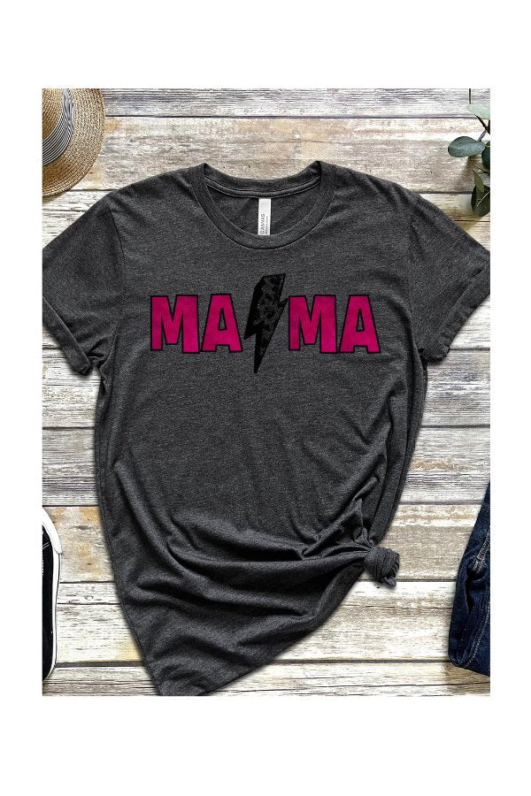 MAMA Lightening Short Sleeve Jersey Tee - T-Shirts - Positively Sassy - MAMA Lightening Short Sleeve Jersey Tee