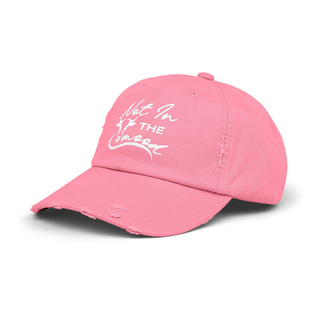Not In The Mood Unisex Distressed Cap (DTF Print) - Casual Streetwear Hat for Everyday Style - Hats - Positively Sassy - Not In The Mood Unisex Distressed Cap (DTF Print) - Casual Streetwear Hat for Everyday Style