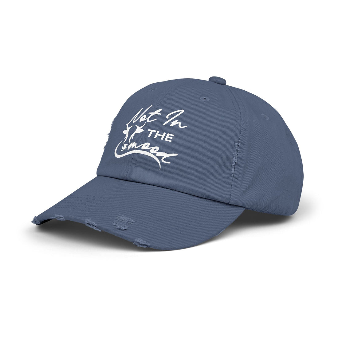 Not In The Mood Unisex Distressed Cap (DTF Print) - Casual Streetwear Hat for Everyday Style - Hats - Positively Sassy - Not In The Mood Unisex Distressed Cap (DTF Print) - Casual Streetwear Hat for Everyday Style