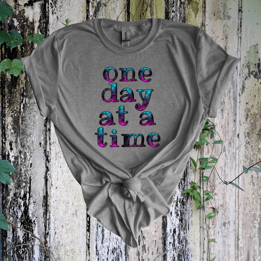 One Day Unisex Softstyle T-Shirt - 'One Day at a Time' Motivational Tee - T-Shirt - Positively Sassy - One Day Unisex Softstyle T-Shirt - 'One Day at a Time' Motivational Tee