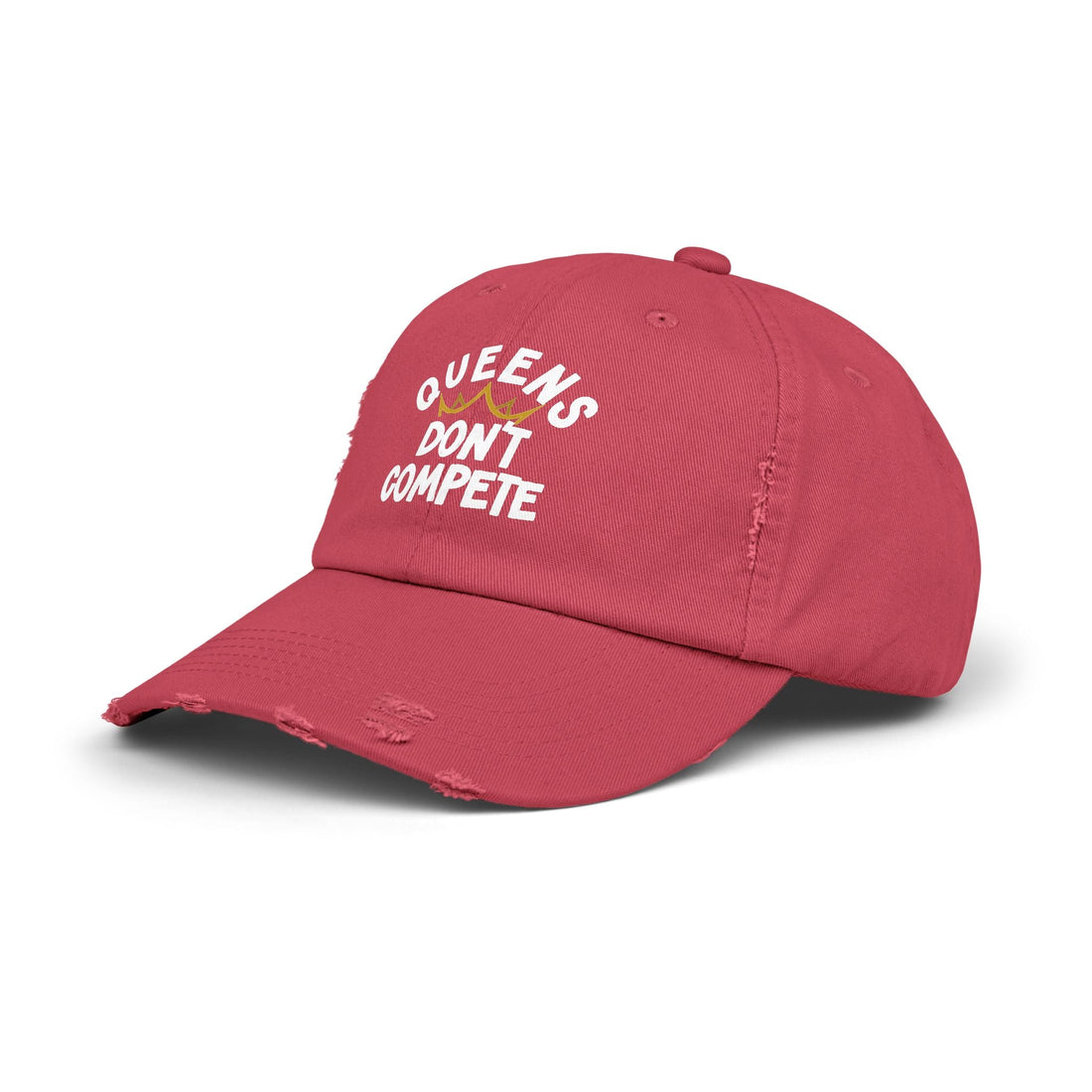 Queens Don't Compete Distressed Cap (DTF Print) - Unisex Black Baseball Hat - Hats - Positively Sassy - Queens Don't Compete Distressed Cap (DTF Print) - Unisex Black Baseball Hat