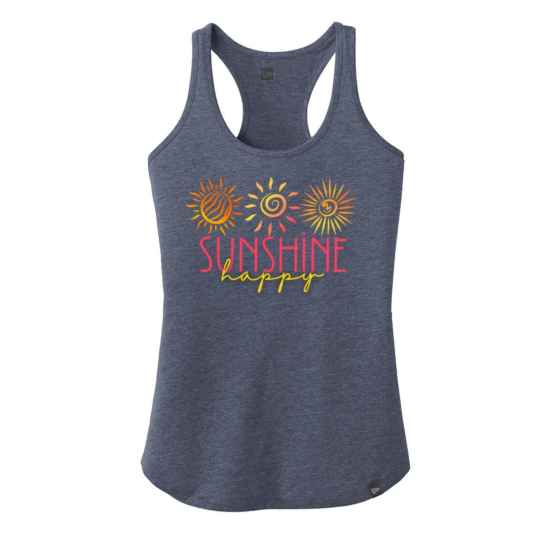 Sunshine Happy New Era Ladies Heritage Blend Racerback Tank. LNEA105 - Tank Tops - Positively Sassy - Sunshine Happy New Era Ladies Heritage Blend Racerback Tank. LNEA105