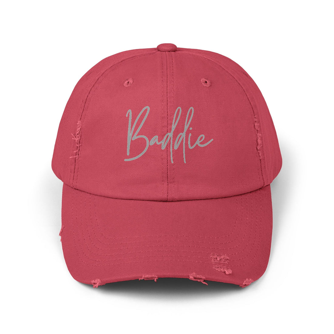 Trendy Unisex Distressed Cap (DTF Print) - 'Baddie' Style for Casual Fashion - Hats - Positively Sassy - Trendy Unisex Distressed Cap (DTF Print) - 'Baddie' Style for Casual Fashion
