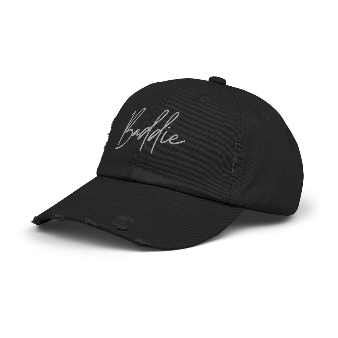 Trendy Unisex Distressed Cap (DTF Print) - 'Baddie' Style for Casual Fashion - Hats - Positively Sassy - Trendy Unisex Distressed Cap (DTF Print) - 'Baddie' Style for Casual Fashion