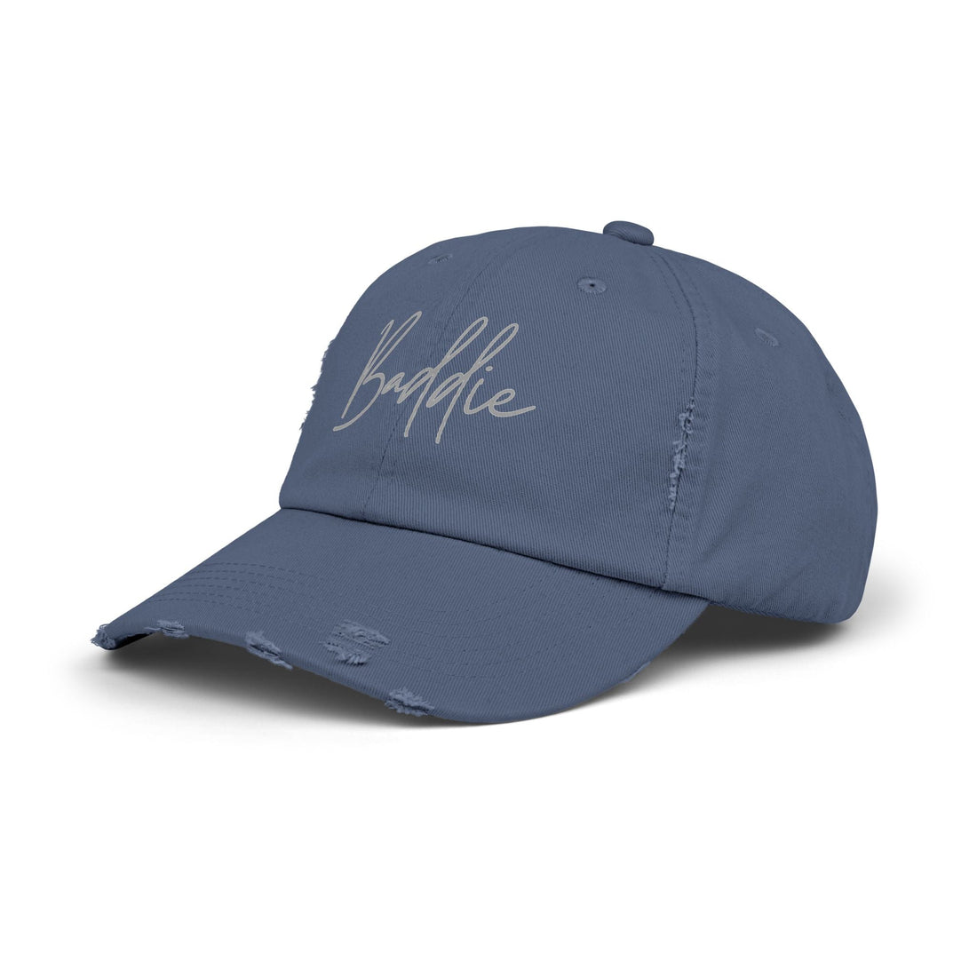 Trendy Unisex Distressed Cap (DTF Print) - 'Baddie' Style for Casual Fashion - Hats - Positively Sassy - Trendy Unisex Distressed Cap (DTF Print) - 'Baddie' Style for Casual Fashion