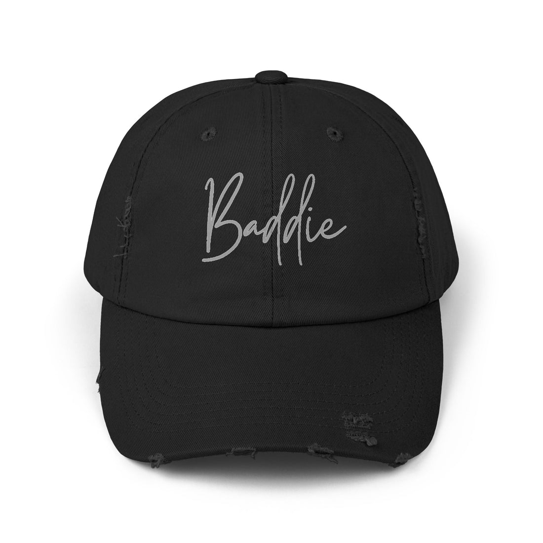 Trendy Unisex Distressed Cap (DTF Print) - 'Baddie' Style for Casual Fashion - Hats - Positively Sassy - Trendy Unisex Distressed Cap (DTF Print) - 'Baddie' Style for Casual Fashion