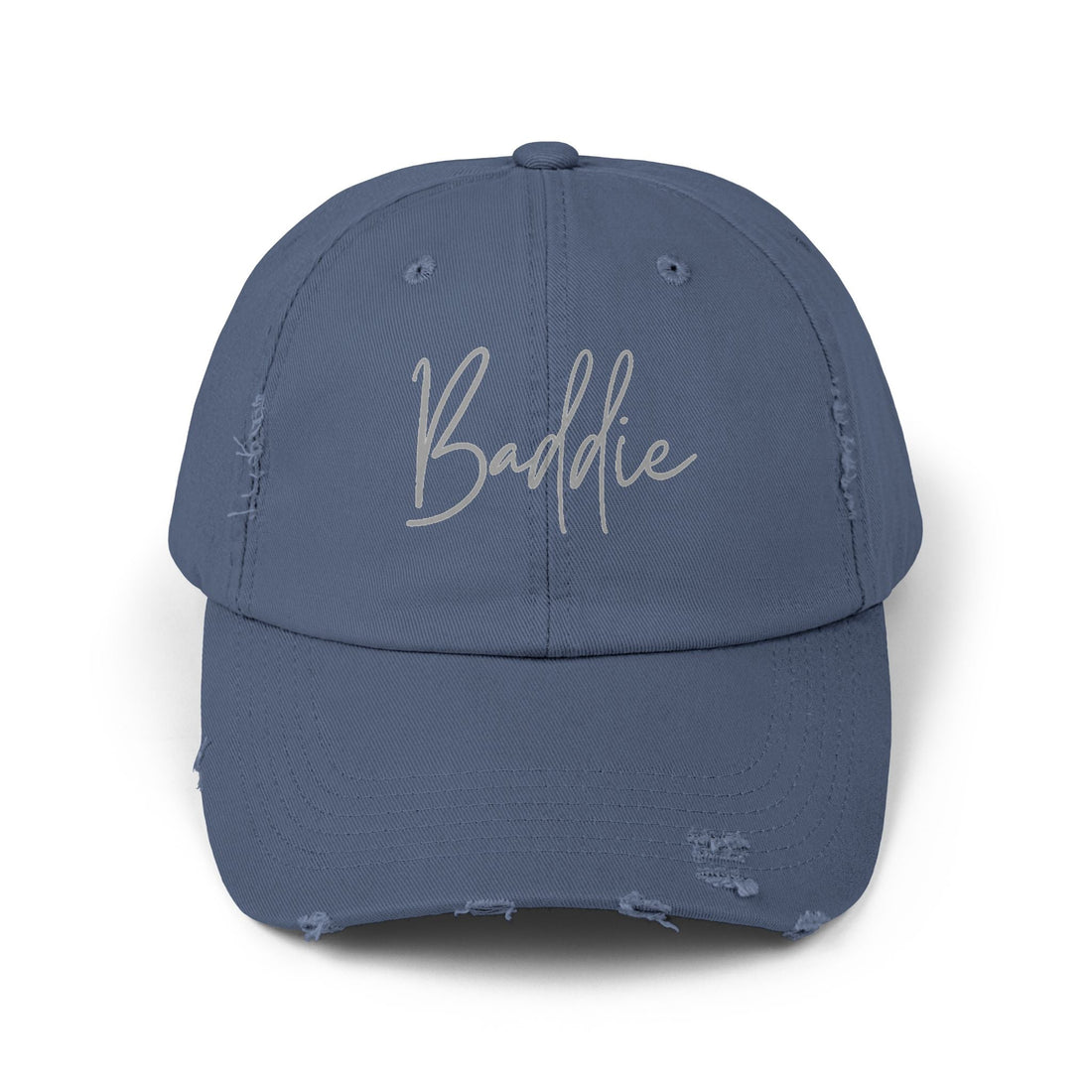 Trendy Unisex Distressed Cap (DTF Print) - 'Baddie' Style for Casual Fashion - Hats - Positively Sassy - Trendy Unisex Distressed Cap (DTF Print) - 'Baddie' Style for Casual Fashion