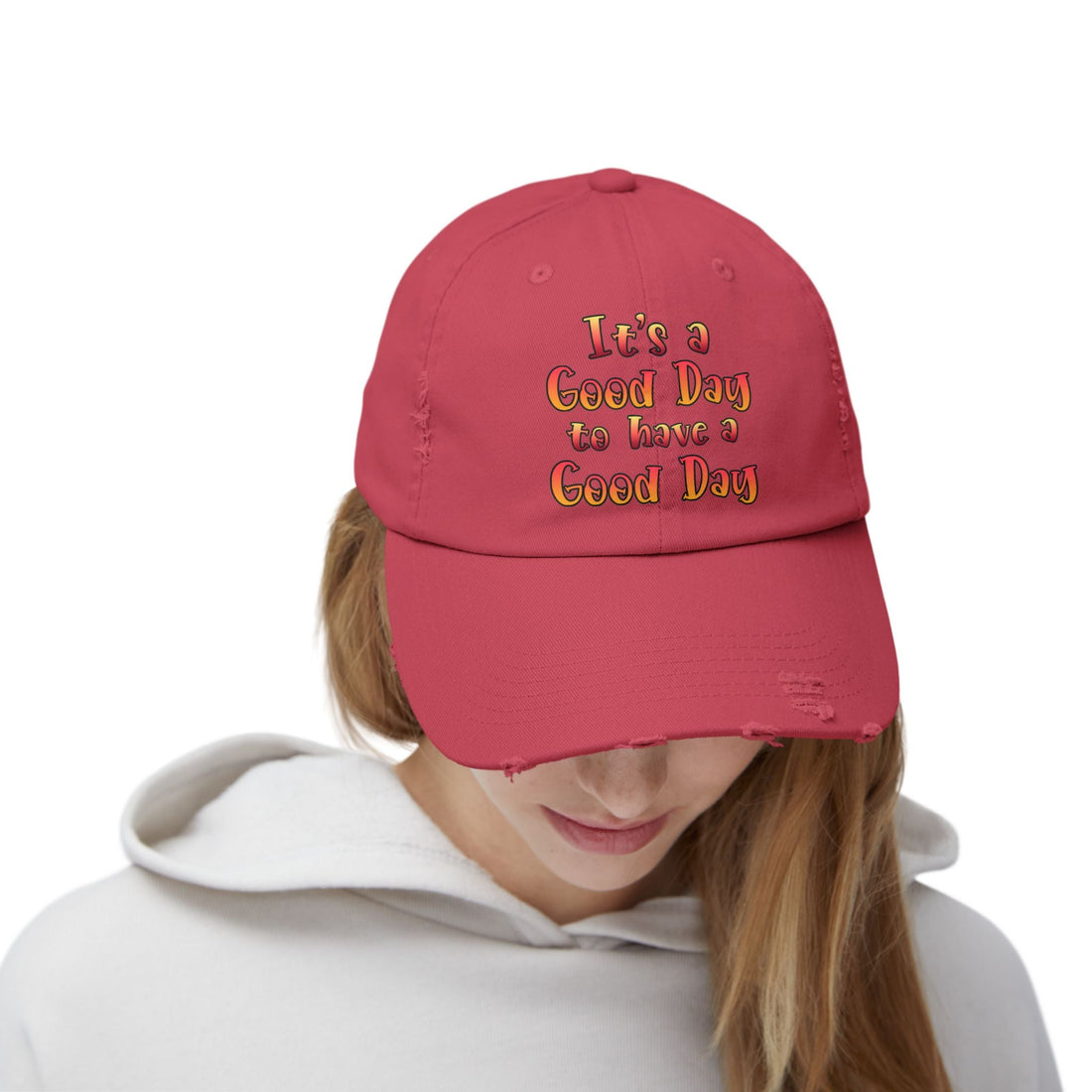Unisex Distressed Cap (DTF Print) - "It's a Good Day to Have a Good Day" - Hats - Positively Sassy - Unisex Distressed Cap (DTF Print) - "It's a Good Day to Have a Good Day"