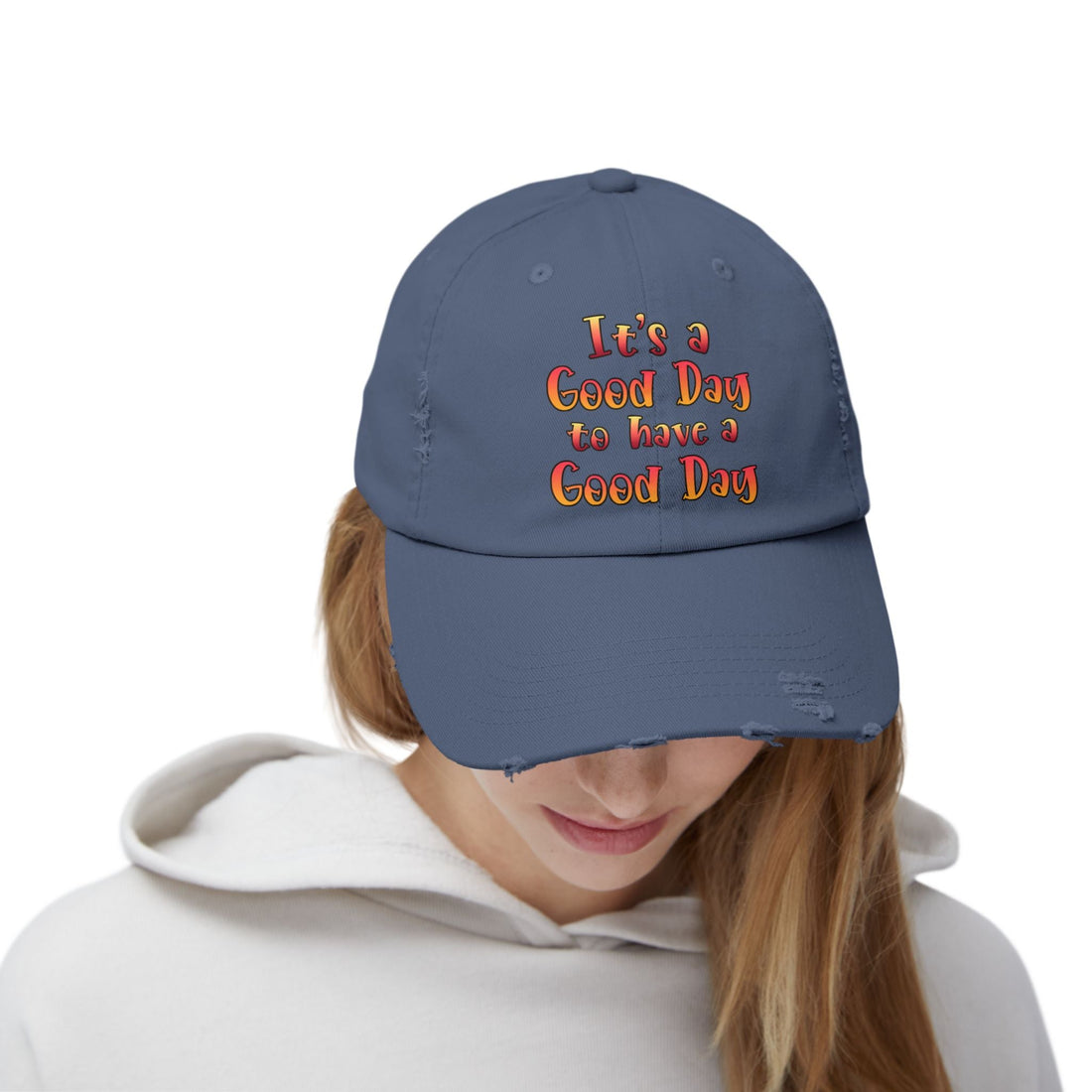 Unisex Distressed Cap (DTF Print) - "It's a Good Day to Have a Good Day" - Hats - Positively Sassy - Unisex Distressed Cap (DTF Print) - "It's a Good Day to Have a Good Day"