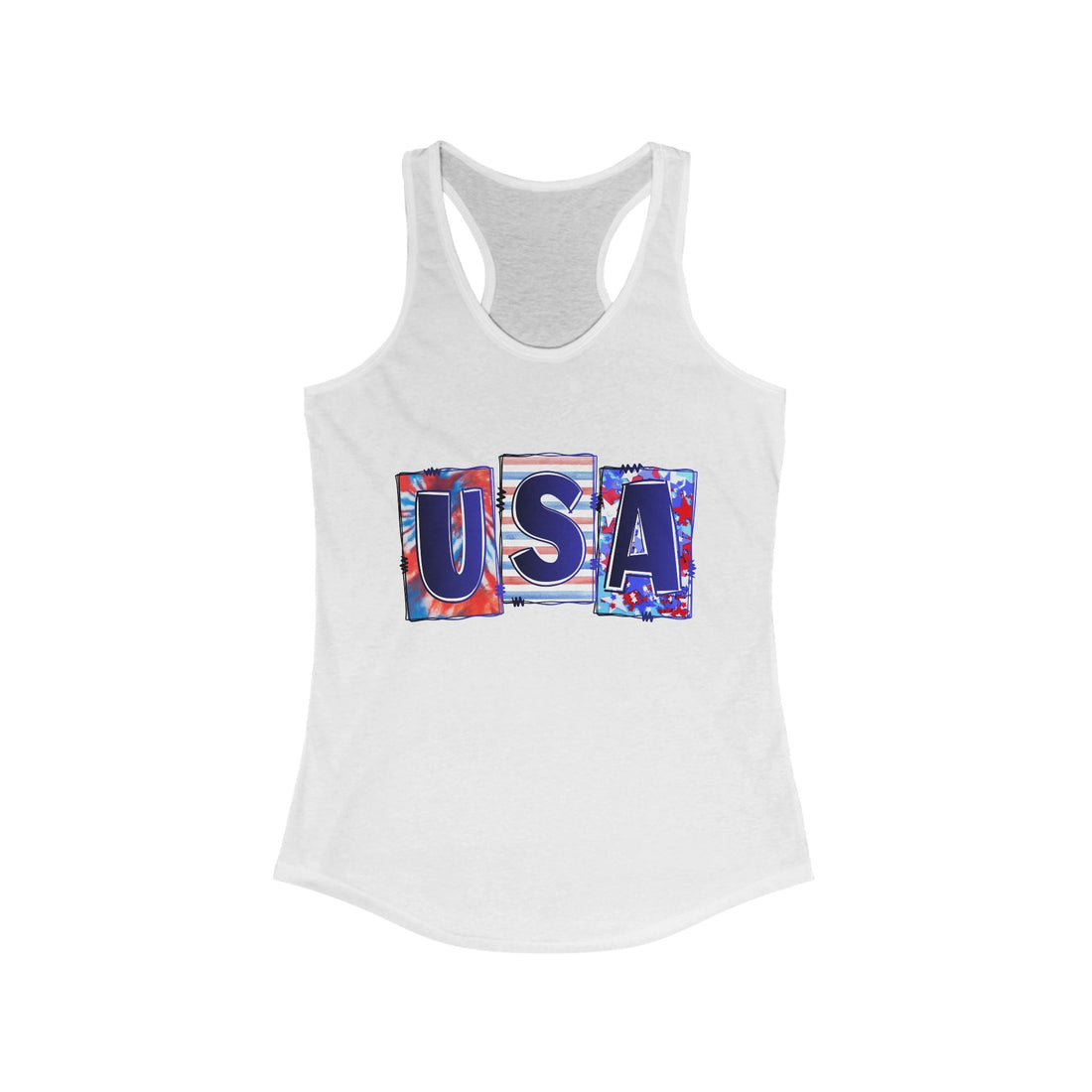 USA Patriotic Racerback Tank Top for Women - Perfect for Summer, 4th of July, Festivals, Sports, Yoga - Tank Top - Positively Sassy - USA Patriotic Racerback Tank Top for Women - Perfect for Summer, 4th of July, Festivals, Sports, Yoga