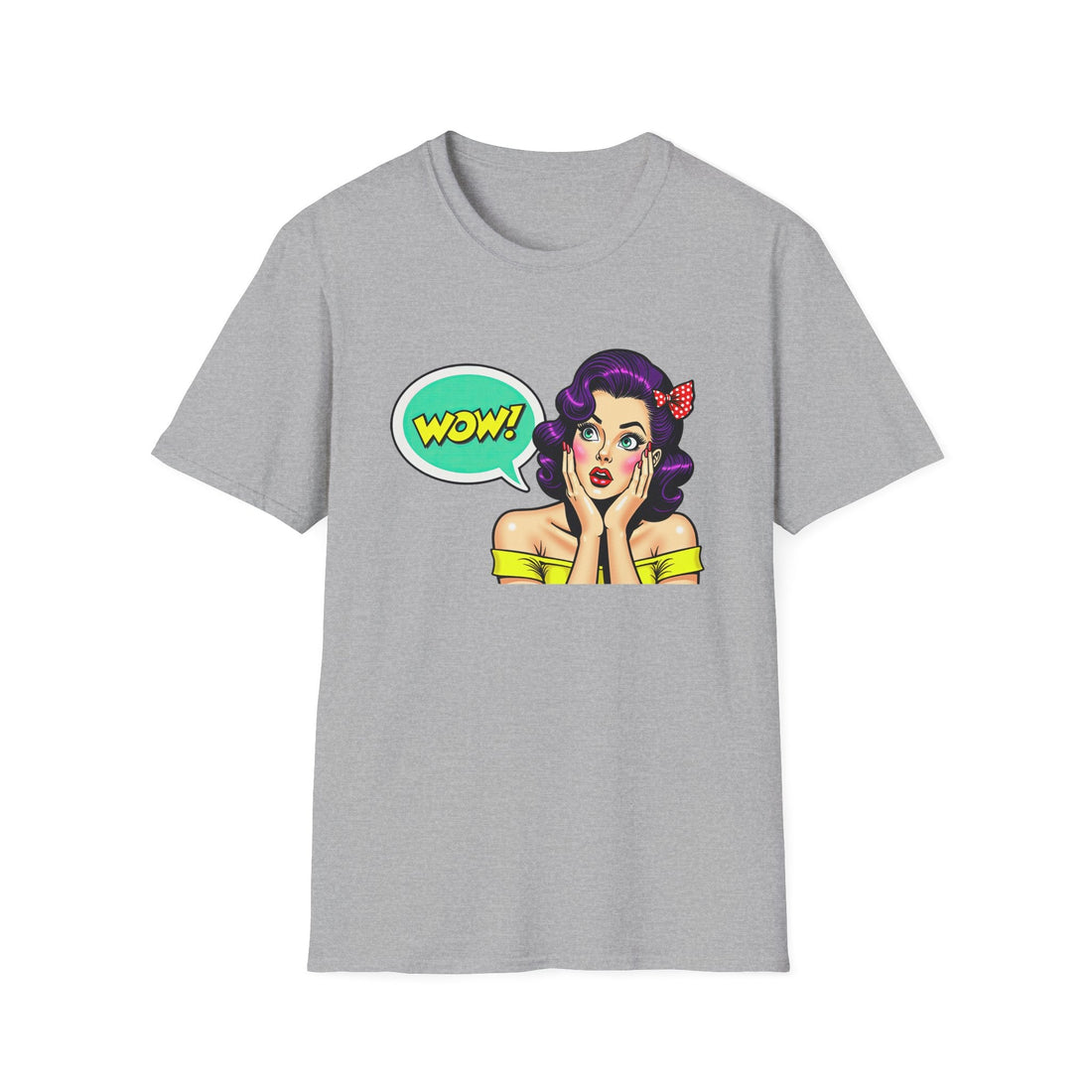 WOW! Vintage Pop Art Unisex Softstyle T-Shirt, Graphic Tee, Gift for Her, Retro Style, Casual Wear, Birthday Gift, Statement Shirt - T-Shirt - Positively Sassy - WOW! Vintage Pop Art Unisex Softstyle T-Shirt, Graphic Tee, Gift for Her, Retro Style, Casual Wear, Birthday Gift, Statement Shirt