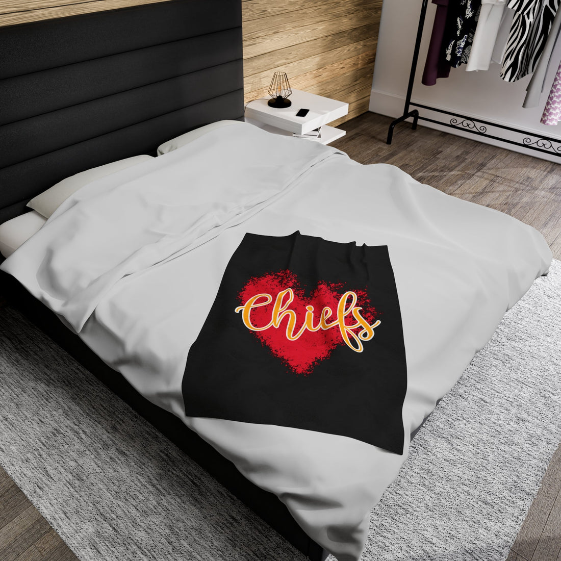 Chiefs Love Velveteen Plush Blanket - All Over Prints - Positively Sassy - Chiefs Love Velveteen Plush Blanket