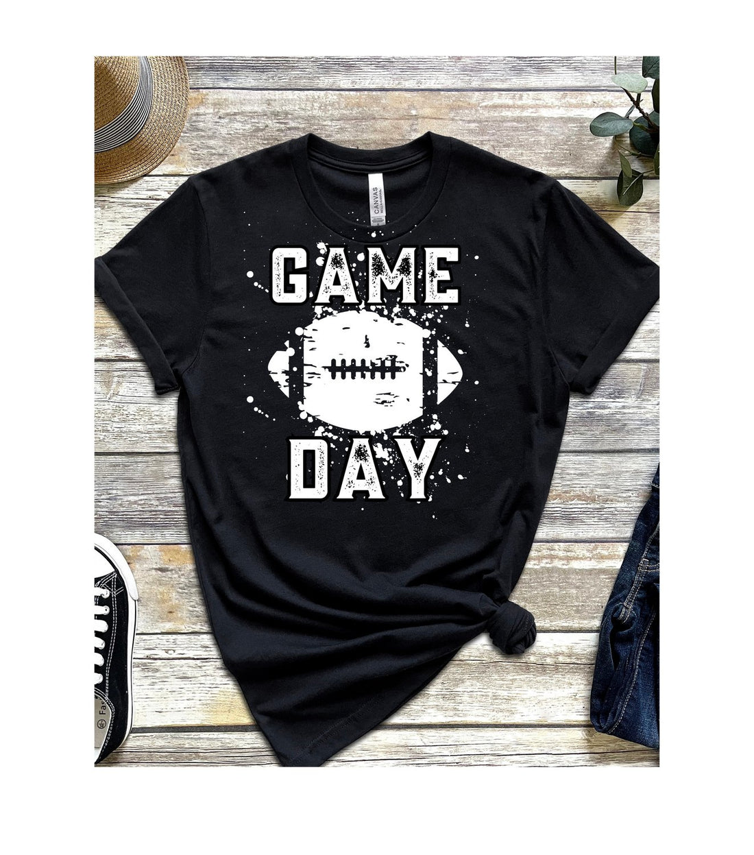 Game Day Distressed Football Short-Sleeve T-Shirt - T-Shirts - Positively Sassy - Game Day Distressed Football Short-Sleeve T-Shirt