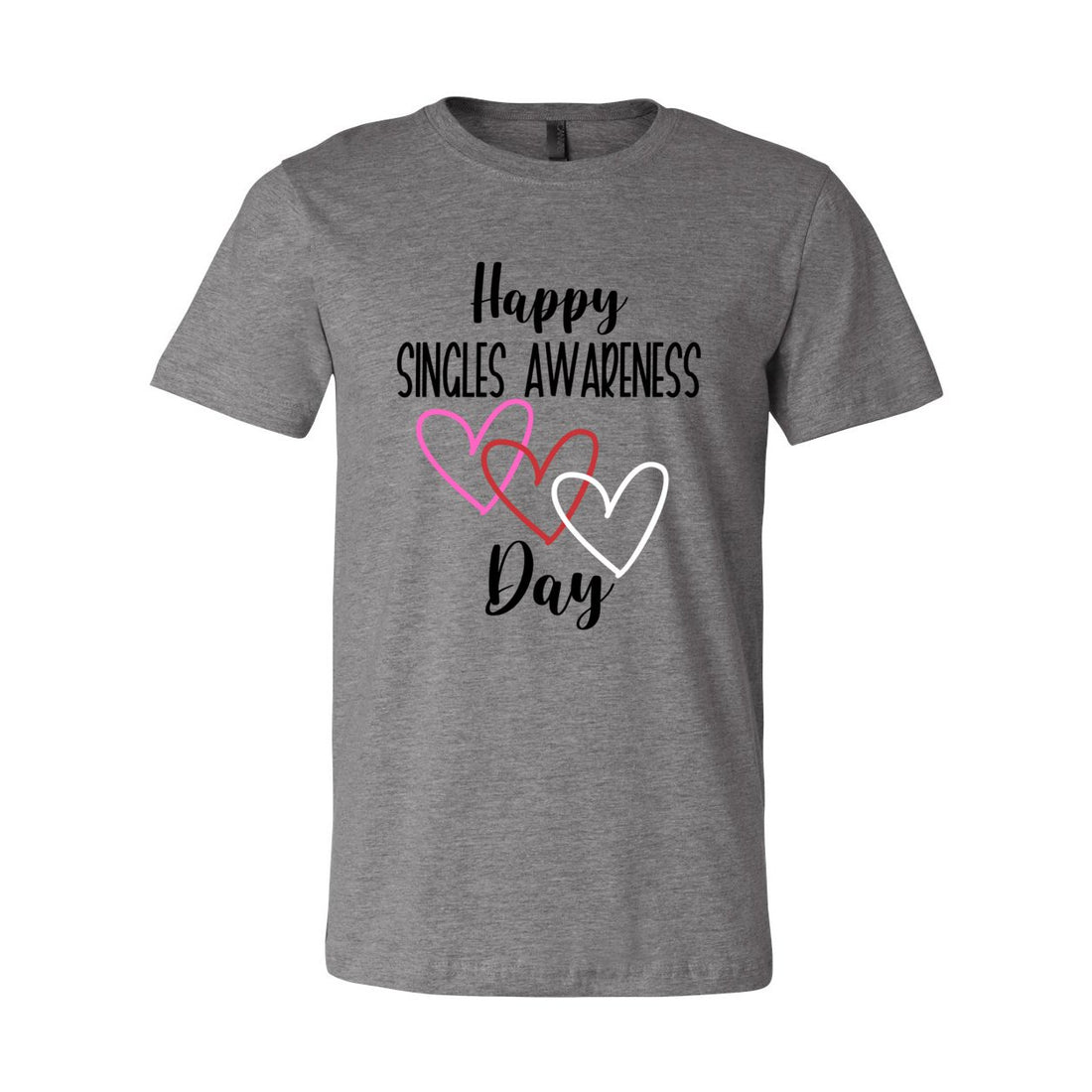 Happy Singles Awareness Day Sleeve Jersey Tee - T-Shirts - Positively Sassy - Happy Singles Awareness Day Sleeve Jersey Tee
