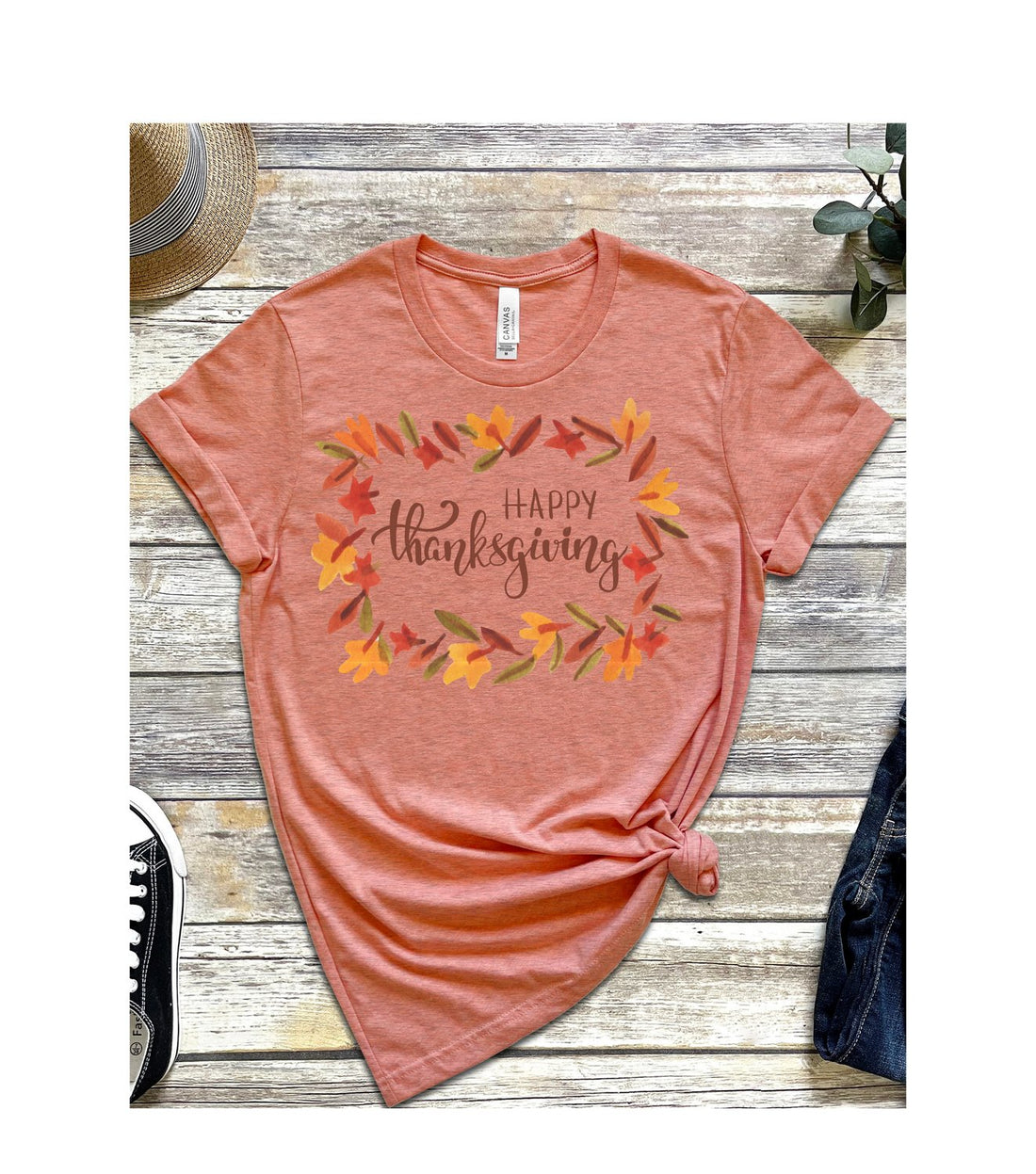 Happy Thanksgiving Short Sleeve Jersey Tee - T-Shirts - Positively Sassy - Happy Thanksgiving Short Sleeve Jersey Tee