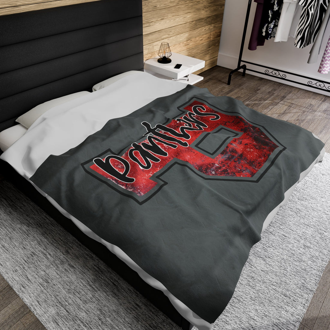P for Panthers Velveteen Plush Blanket - All Over Prints - Positively Sassy - P for Panthers Velveteen Plush Blanket