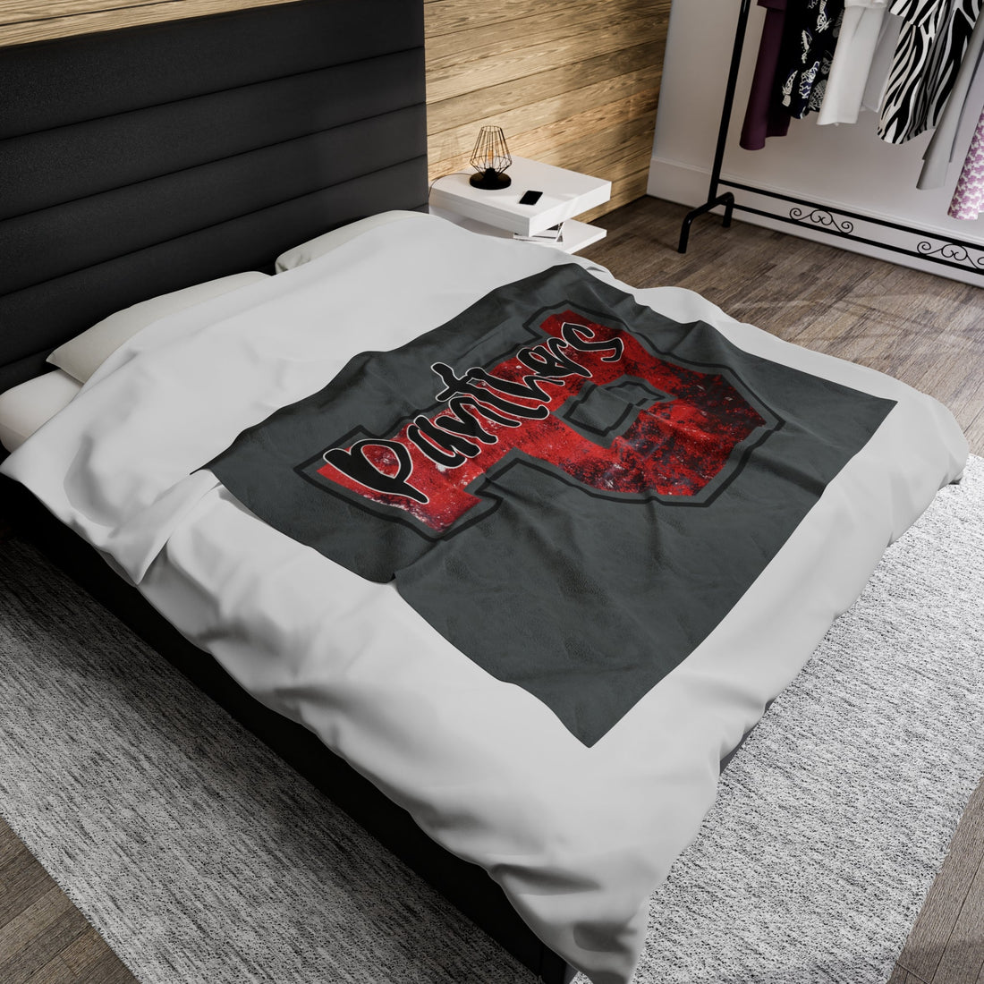 P for Panthers Velveteen Plush Blanket - All Over Prints - Positively Sassy - P for Panthers Velveteen Plush Blanket