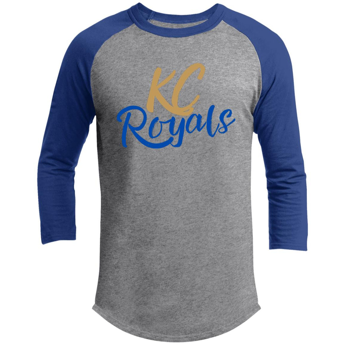 Royals KC Raglan Sleeve Shirt - T-Shirts - Positively Sassy - Royals KC Raglan Sleeve Shirt