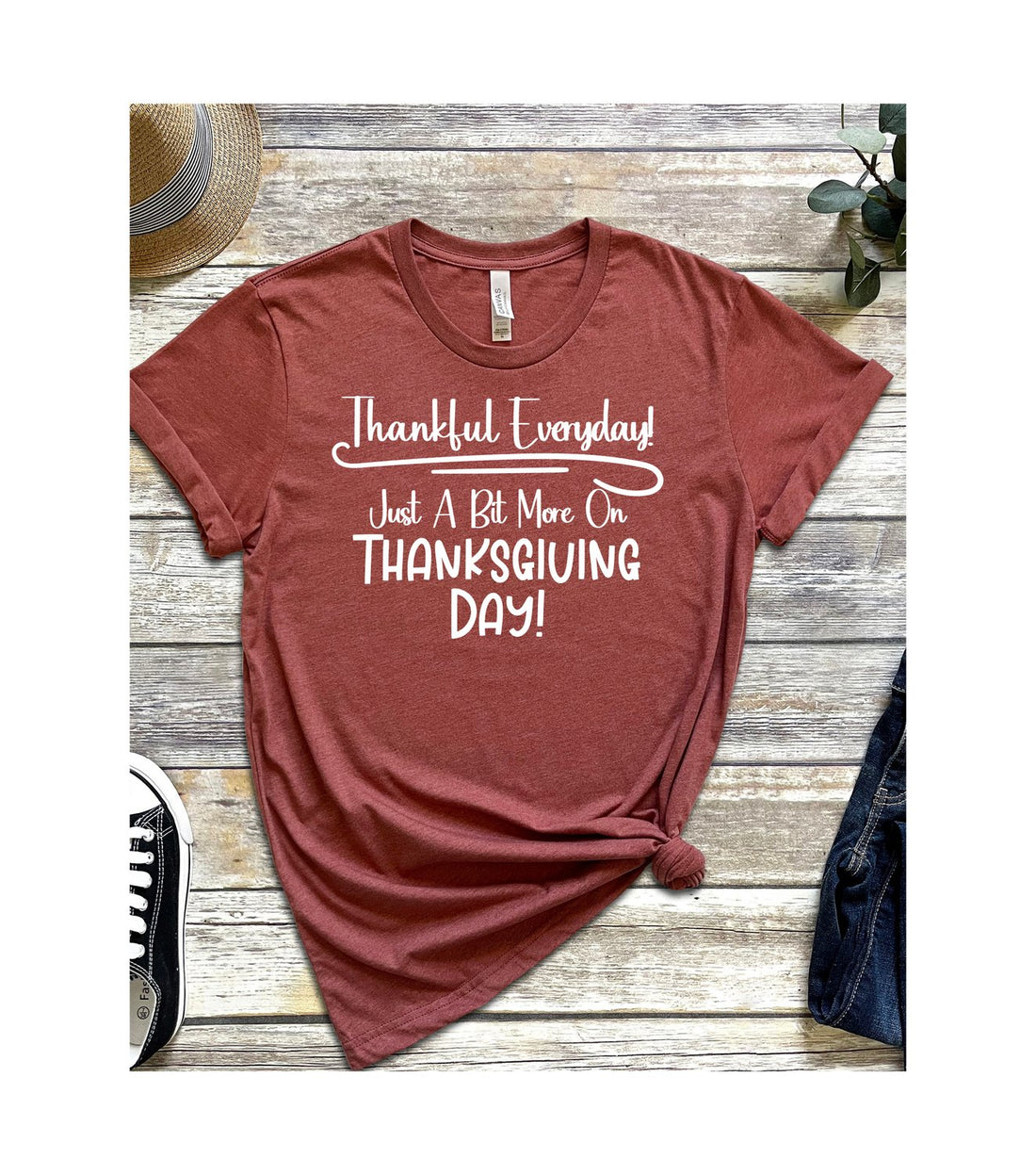 Thankful Everyday Short Sleeve Jersey Tee - T-Shirts - Positively Sassy - Thankful Everyday Short Sleeve Jersey Tee