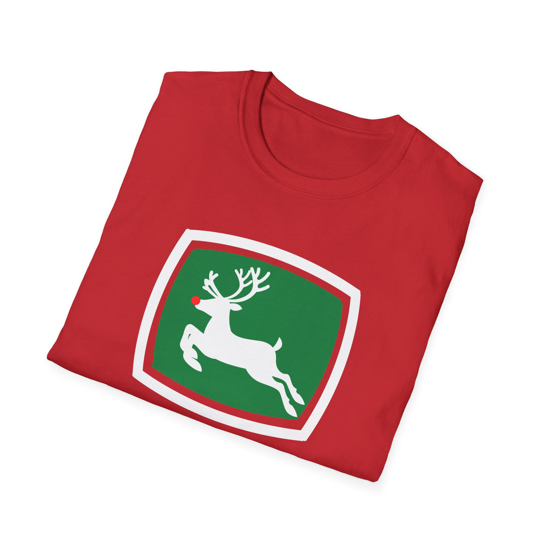 Running Green Reindeer Unisex Softstyle T-Shirt