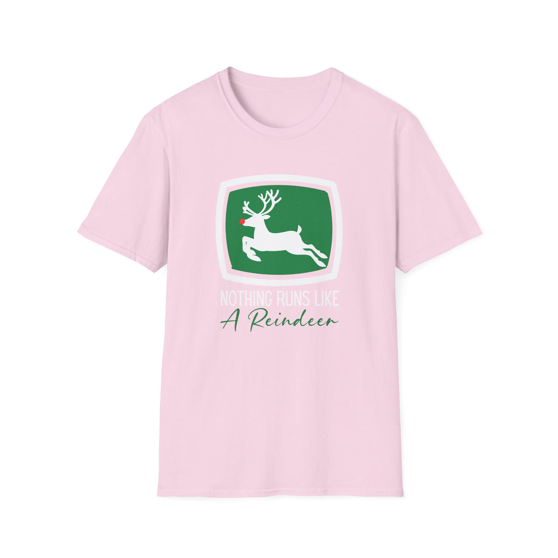 Running Green Reindeer Unisex Softstyle T-Shirt