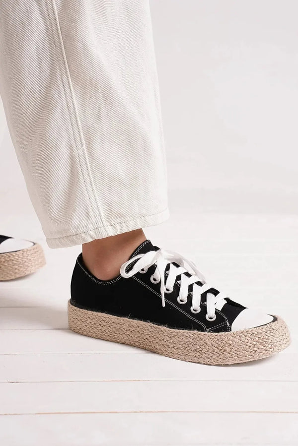 Chic Lace-Up Woven Sneakers