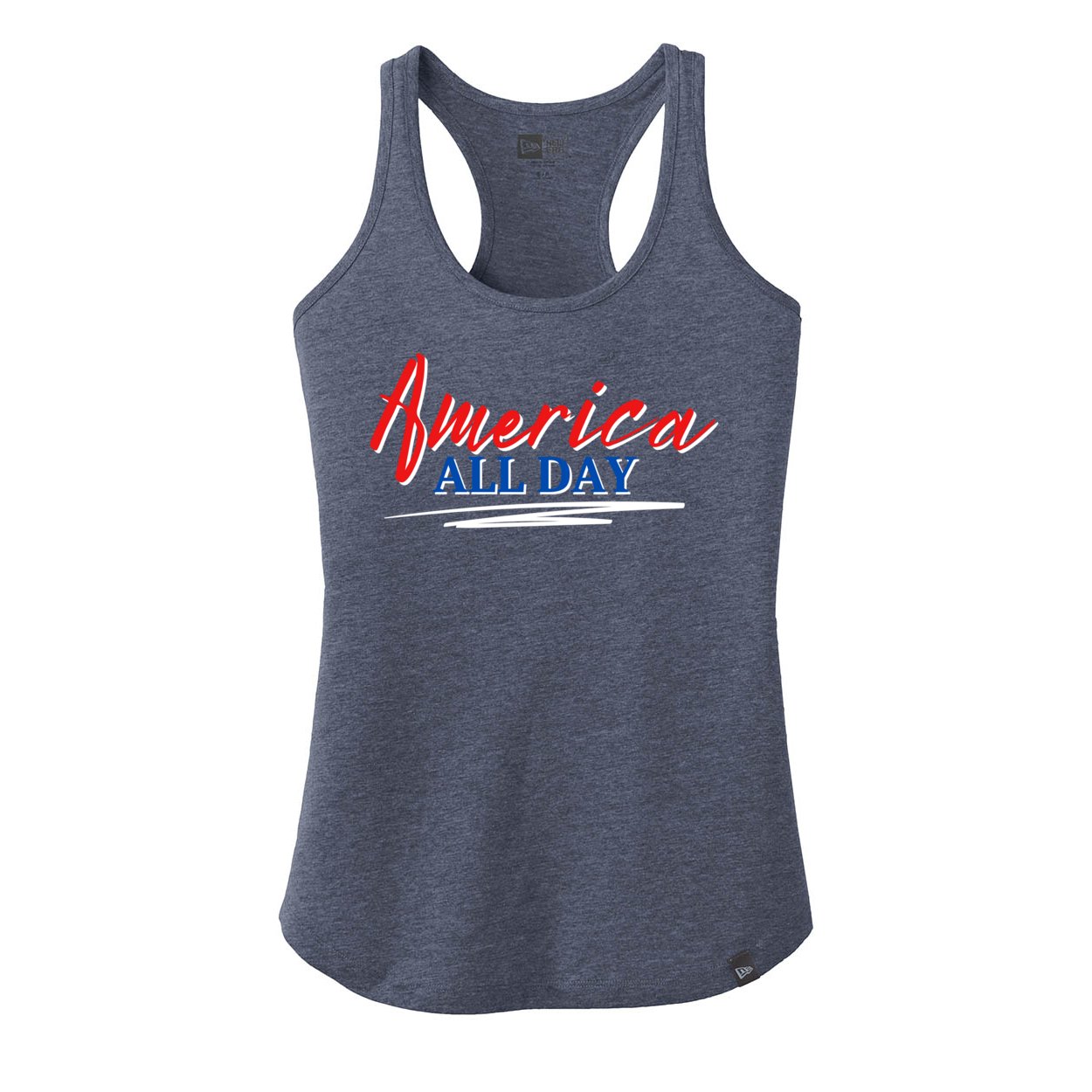 America All Day New Era Ladies Heritage Blend Racerback Tank. LNEA105 - Tank Tops - Positively Sassy - America All Day New Era Ladies Heritage Blend Racerback Tank. LNEA105