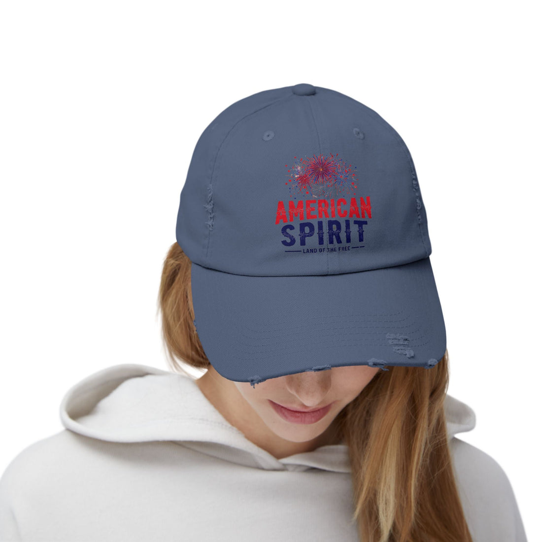 American Spirit Distressed Cap, Unisex Vintage Hat, Patriotic Cap, Fourth of July Gift, Casual Style Accessories - Hats - Positively Sassy - American Spirit Distressed Cap, Unisex Vintage Hat, Patriotic Cap, Fourth of July Gift, Casual Style Accessories