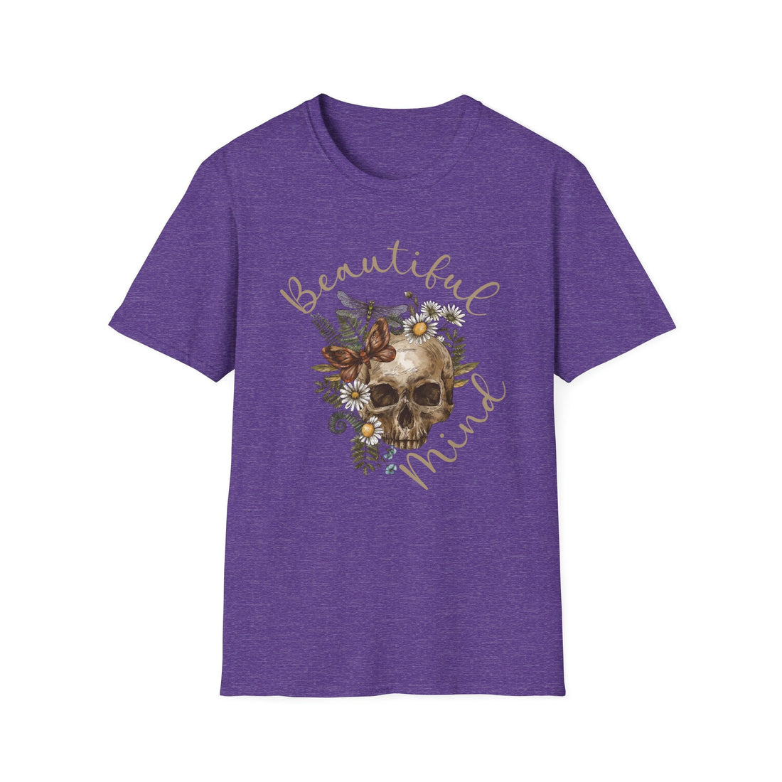 Beautiful Mind Floral Skull T-Shirt, Unisex Graphic Tee, Boho Style Shirt, Gift for Nature Lovers, Halloween Apparel, Casual Wear - T-Shirt - Positively Sassy - Beautiful Mind Floral Skull T-Shirt, Unisex Graphic Tee, Boho Style Shirt, Gift for Nature Lovers, Halloween Apparel, Casual Wear