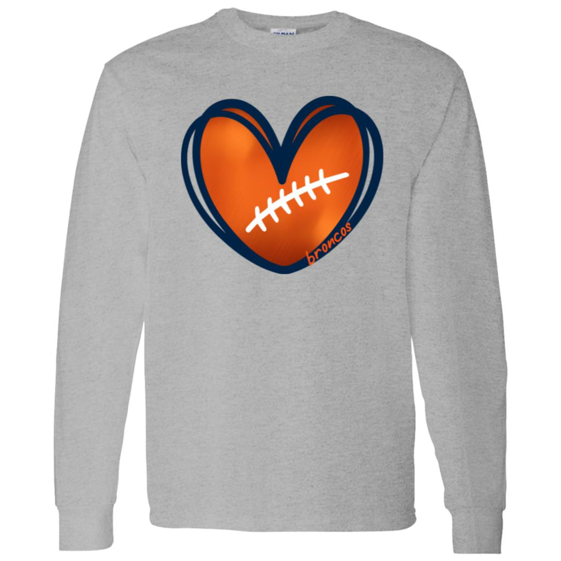 Broncos LOVE LS Gildan Tee - T - Shirts - Positively Sassy - Broncos LOVE LS Gildan Tee