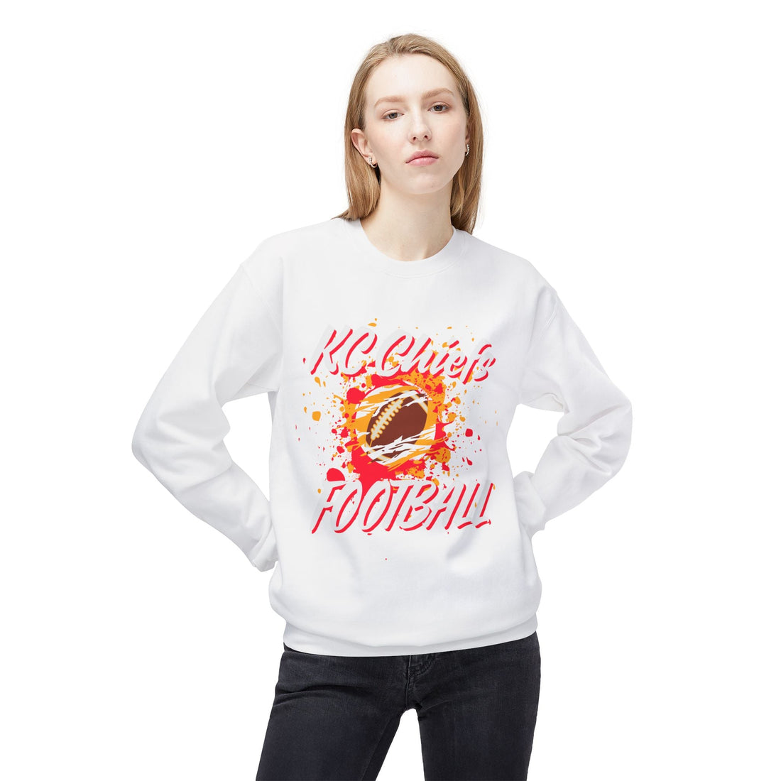 Chiefs Football Unisex Midweight Softstyle Fleece Crewneck Sweatshirt - Sweatshirt - Positively Sassy - Chiefs Football Unisex Midweight Softstyle Fleece Crewneck Sweatshirt