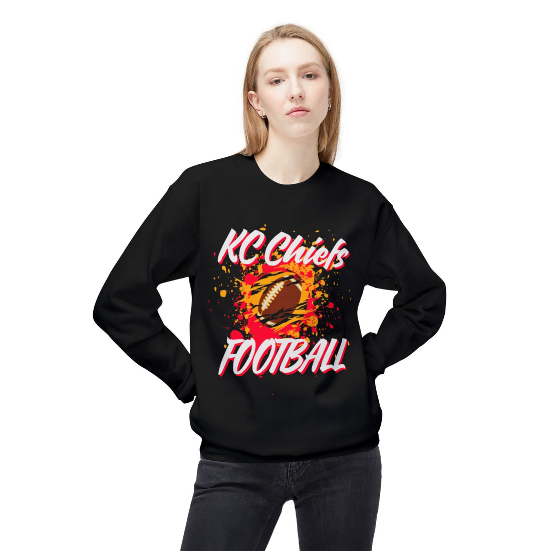 Chiefs Football Unisex Midweight Softstyle Fleece Crewneck Sweatshirt - Sweatshirt - Positively Sassy - Chiefs Football Unisex Midweight Softstyle Fleece Crewneck Sweatshirt