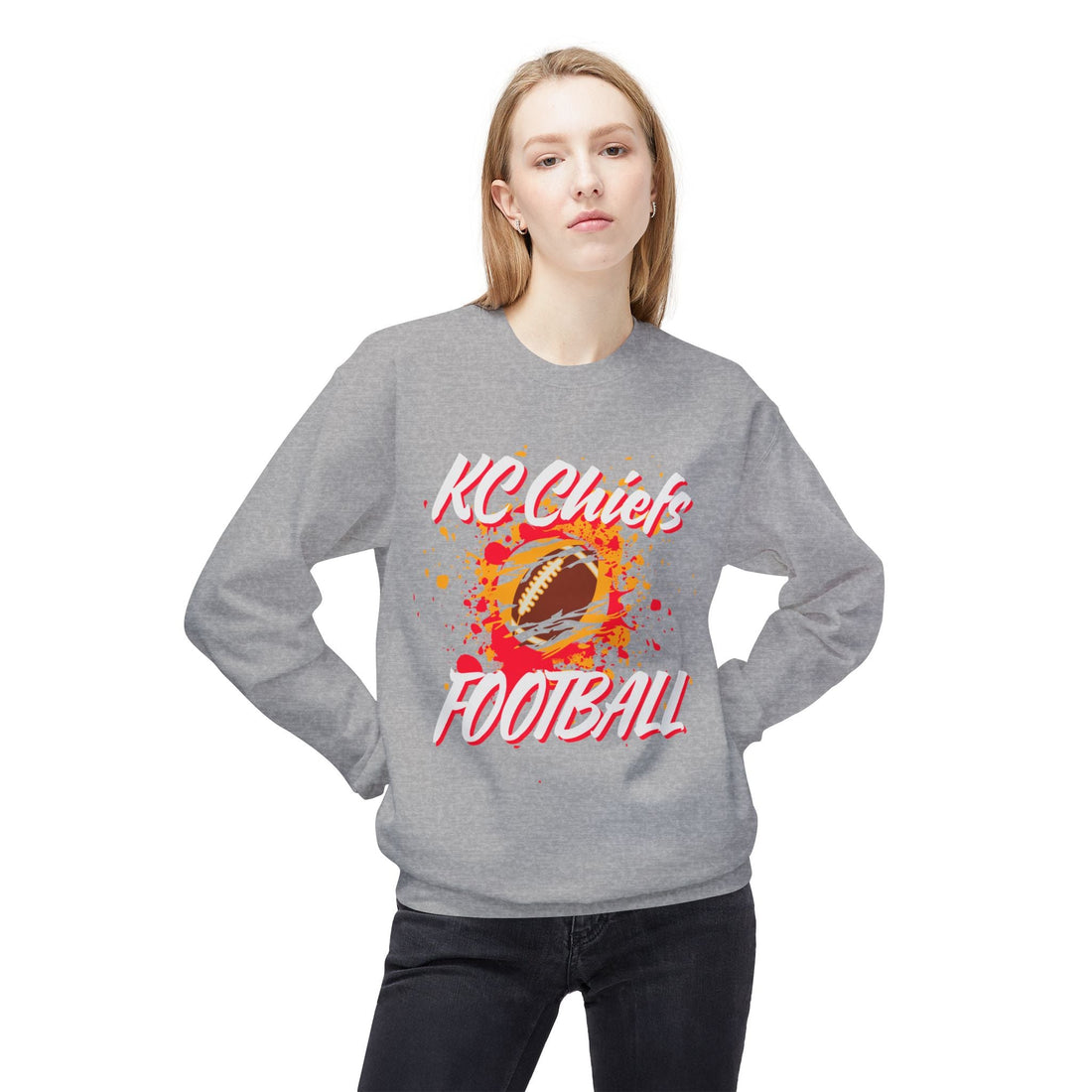 Chiefs Football Unisex Midweight Softstyle Fleece Crewneck Sweatshirt - Sweatshirt - Positively Sassy - Chiefs Football Unisex Midweight Softstyle Fleece Crewneck Sweatshirt