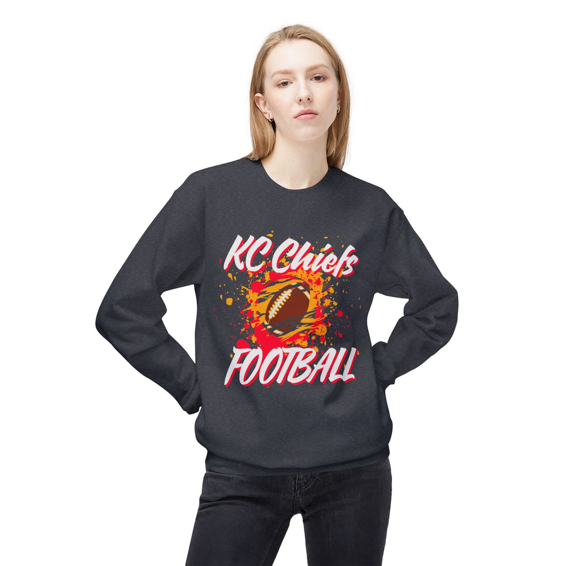 Chiefs Football Unisex Midweight Softstyle Fleece Crewneck Sweatshirt - Sweatshirt - Positively Sassy - Chiefs Football Unisex Midweight Softstyle Fleece Crewneck Sweatshirt