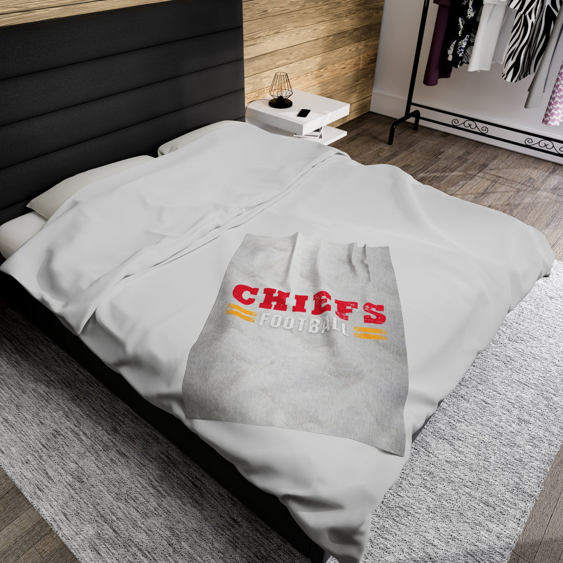 Chiefs Football Velveteen Plush Blanket - All Over Prints - Positively Sassy - Chiefs Football Velveteen Plush Blanket